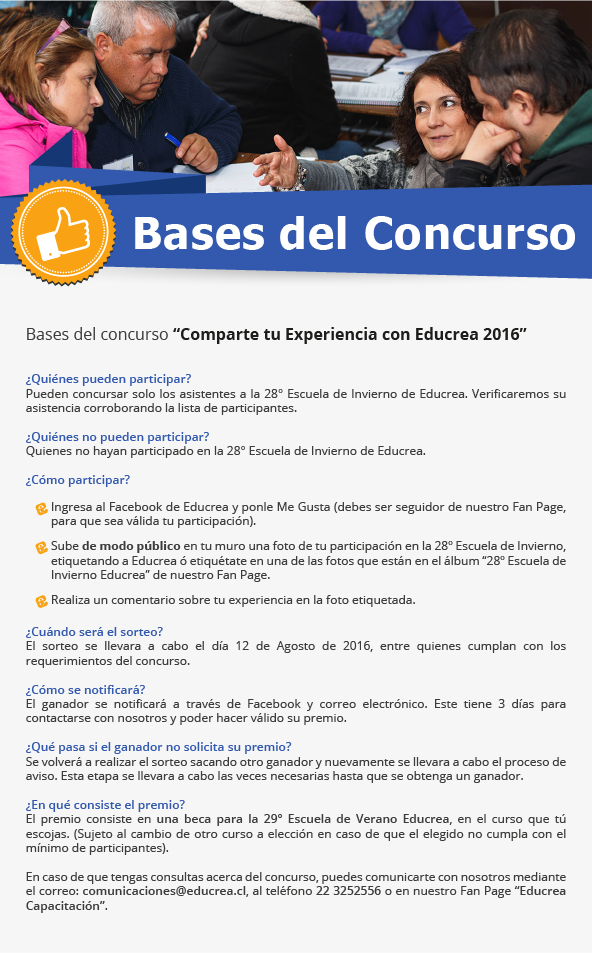 Bases del concurso “Comparte tu Experiencia con Educrea 2016”